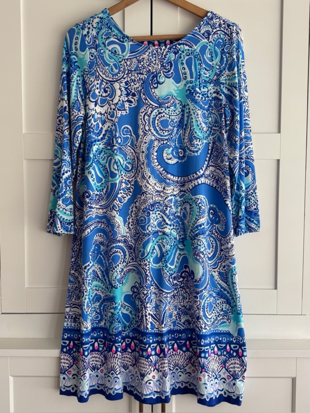 Lilly Pulitzer Ophelia Dress Coastal Blue Legga Sea Octopus Engineered Dress